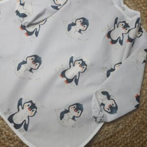 Bavoir à Manches Longues pour Bébé - Motifs Pingouin - Taille 6/36 mois