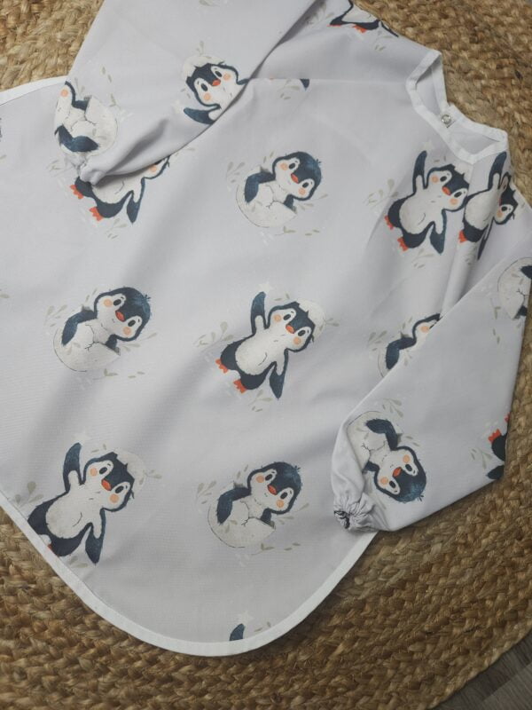 Bavoir à Manches Longues pour Bébé - Motifs Pingouin - Taille 6/36 mois